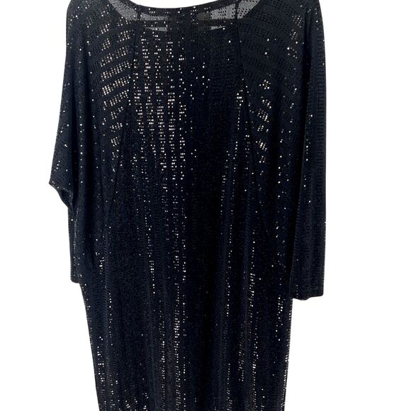 Clara Sun Woo black sequined long sleeve shift dress Sz M - Picture 4 of 11